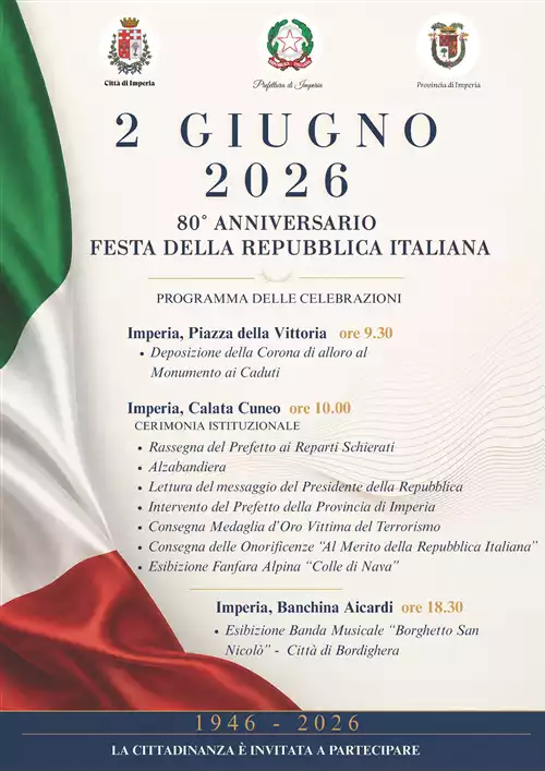 Celebrazioni 2 giugno 2026 _ Prefettura di Imperia