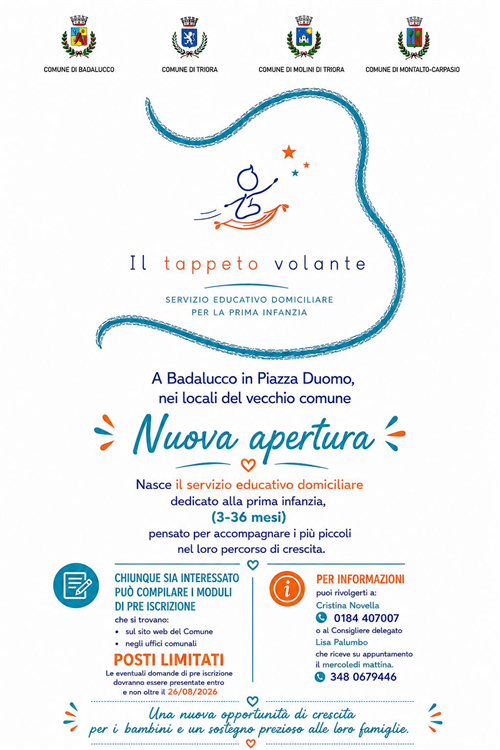 Servizio Educativo Domiciliare per la prima infanzia - Il Tappeto Volante - dedicato alla prima infanzia (3-36 mesi)